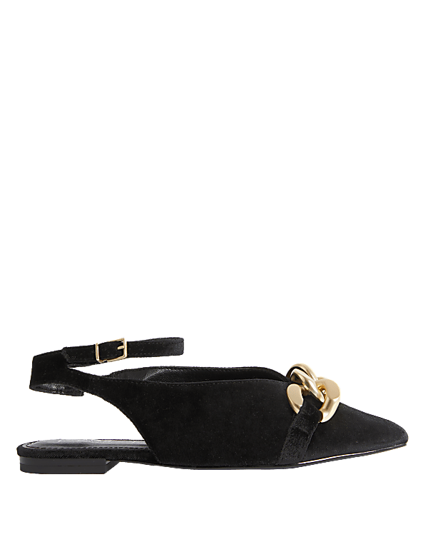 Wide Fit Chain Detail Flat Slingback Shoes