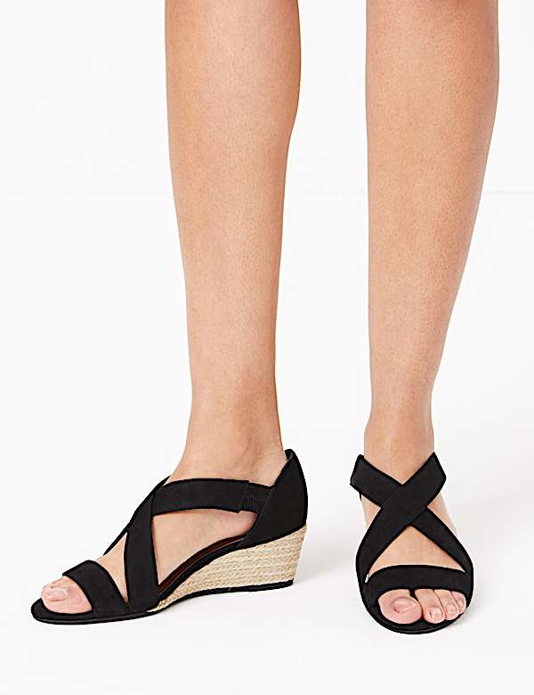 Suede Wedge Open Toe Sandals