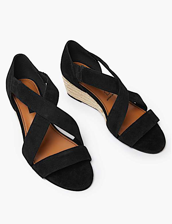 Suede Wedge Open Toe Sandals