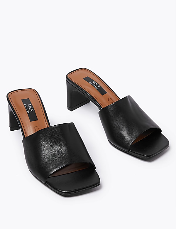 Leather Open Toe Mules