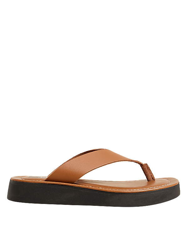 Leather Flatform Flip Flops