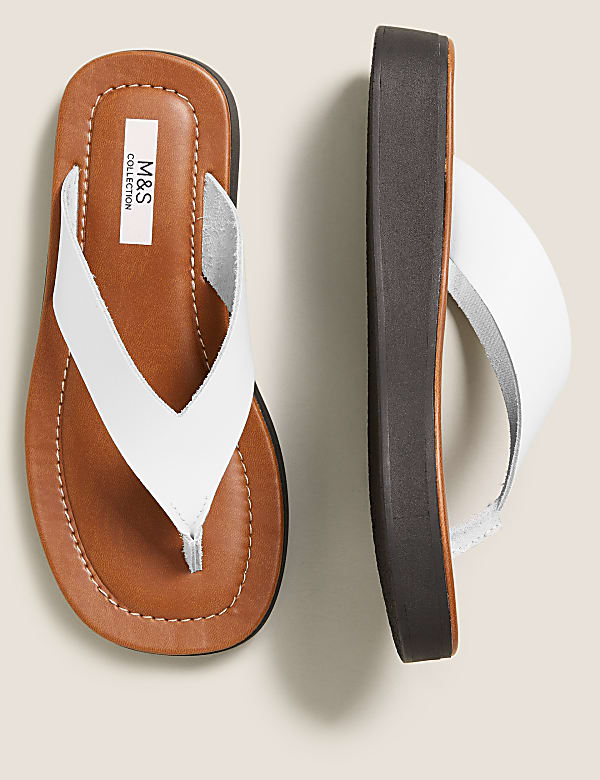Leather Flatform Flip Flops - LV