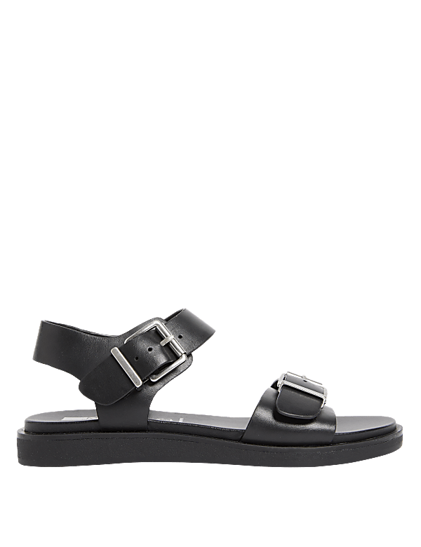 Leather Buckle Flat Sandals