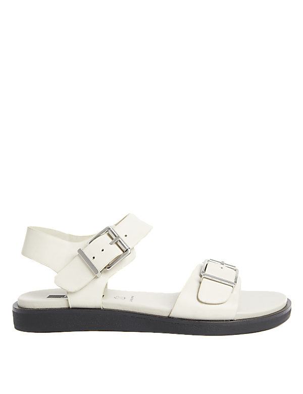 Leather Buckle Flat Sandals