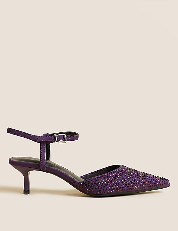 Sparkle Ankle Strap Kitten Heel Shoes
