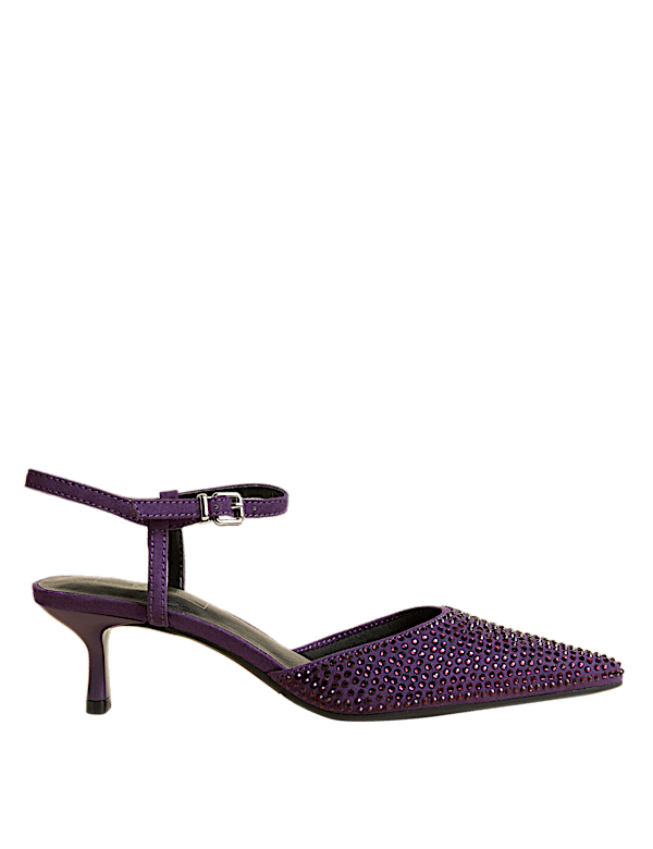 Sparkle Ankle Strap Kitten Heel Shoes
