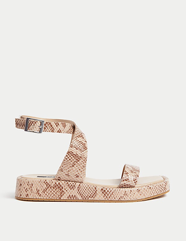 Leather Ankle Strap Flatform Sandals