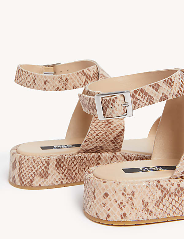 Leather Ankle Strap Flatform Sandals