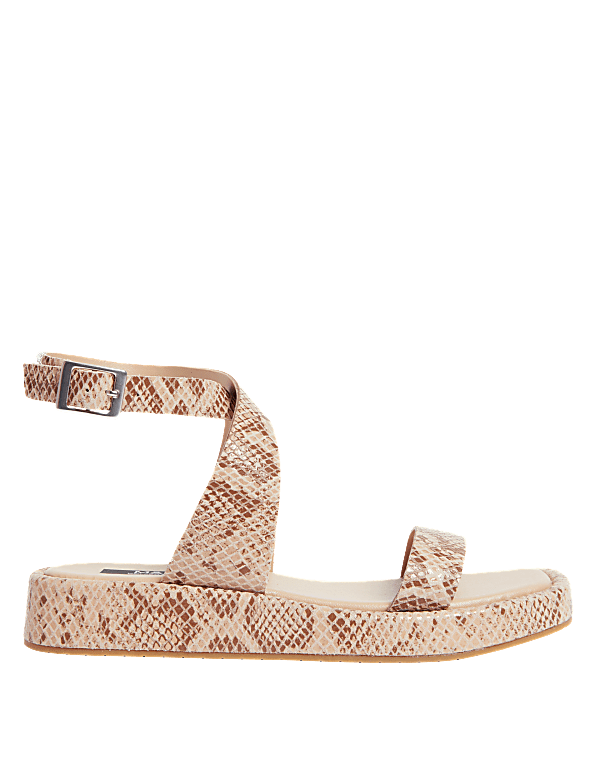 Leather Ankle Strap Flatform Sandals