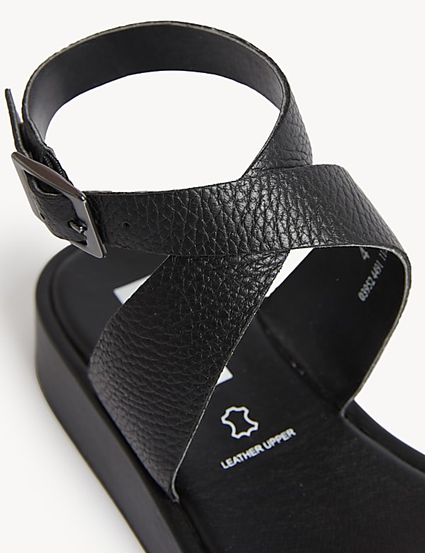 Leather Ankle Strap Flatform Sandals