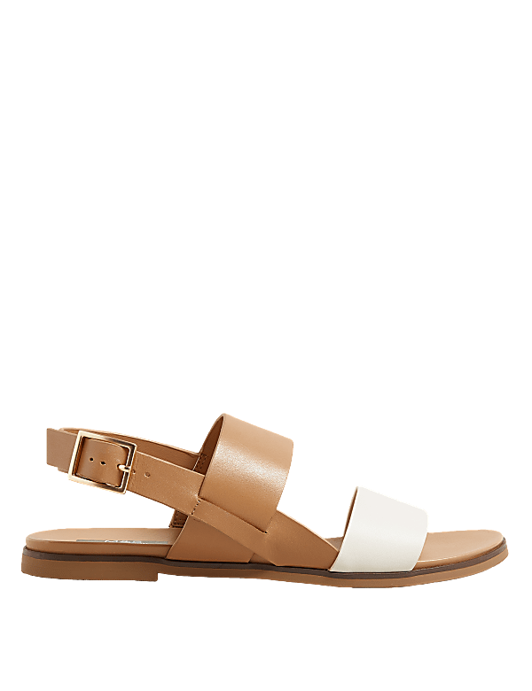 Leather Buckle Ankle Strap Flat Sandals