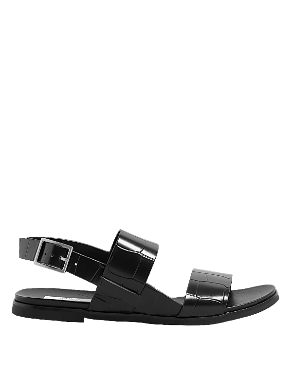 Leather Buckle Ankle Strap Flat Sandals