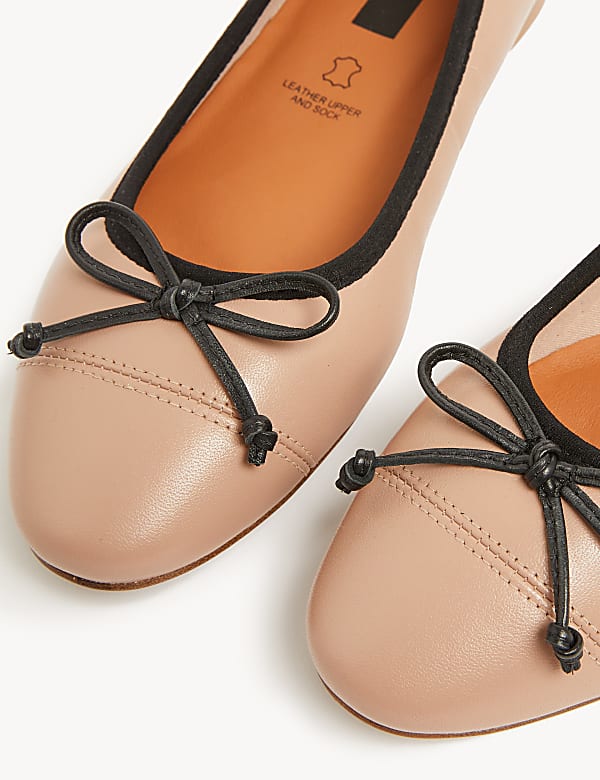 Leather Bow Ballet Pumps
