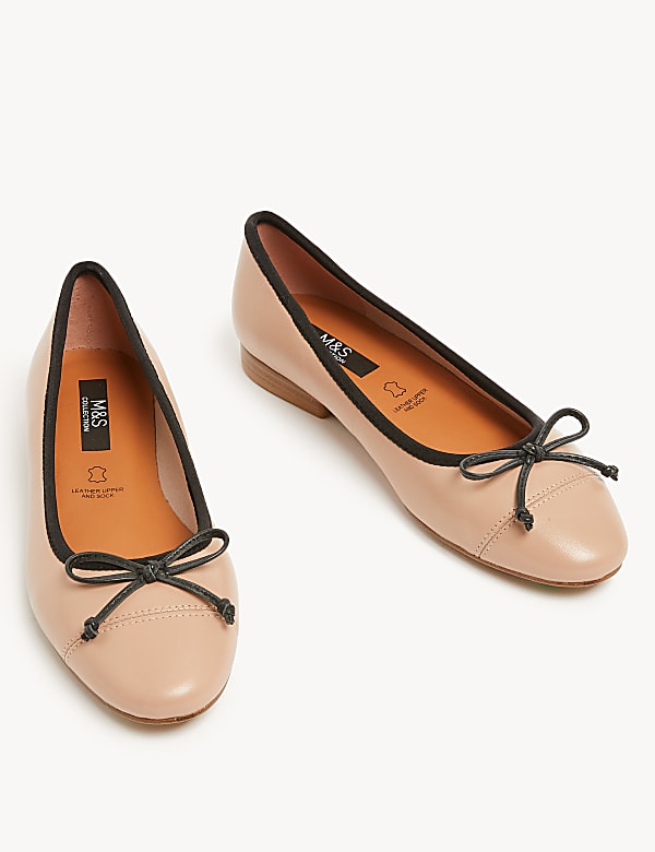 Leather Bow Ballet Pumps - GR