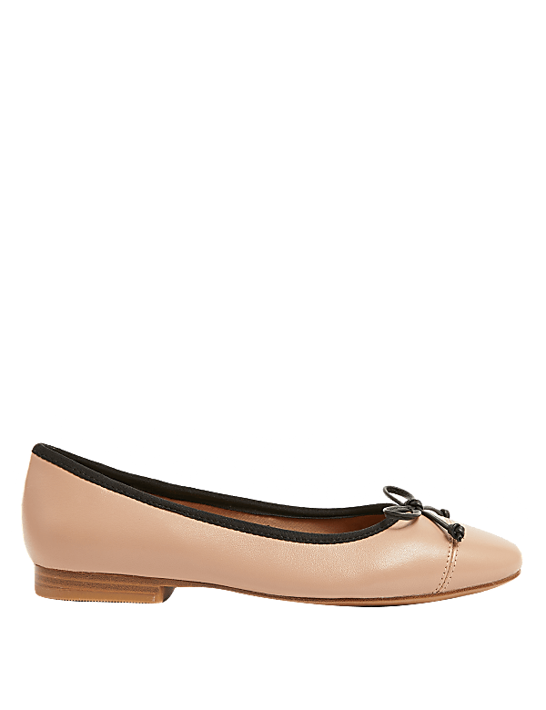 Leather Bow Ballet Pumps