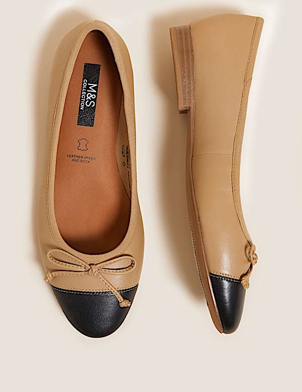 Leather Bow Ballet Pumps