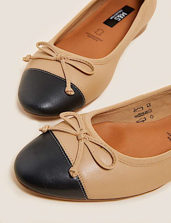 Leather Bow Ballet Pumps