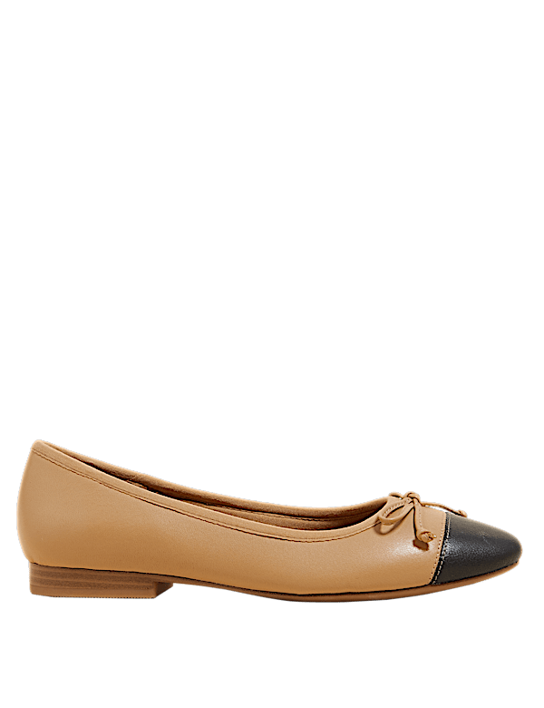 Leather Bow Ballet Pumps
