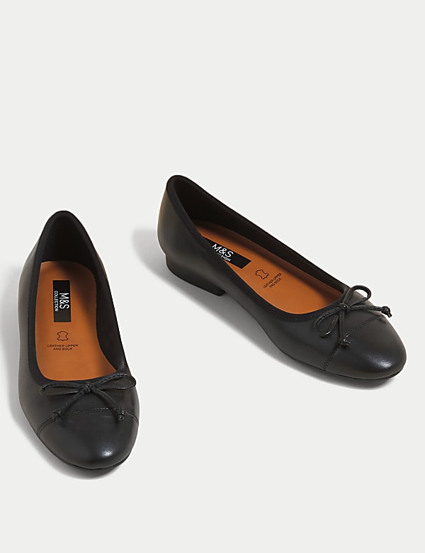Leather Bow Ballet Pumps - GR