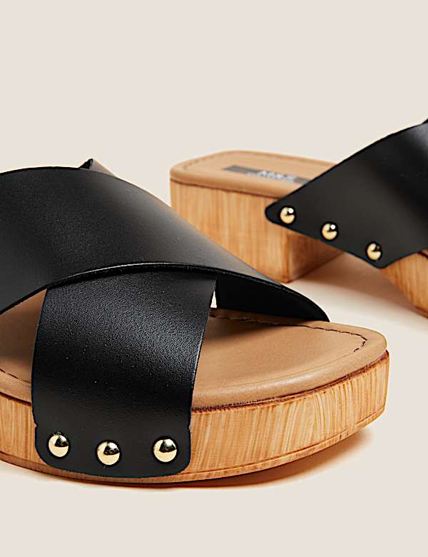 Leather Block Heel Clogs