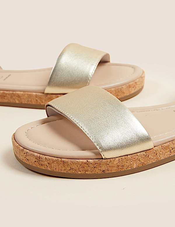 Leather Buckle Ankle Strap Flat Sandals