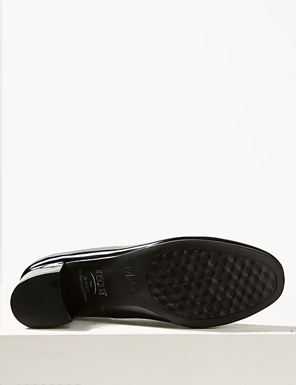 Leather Block Heel Court Shoes
