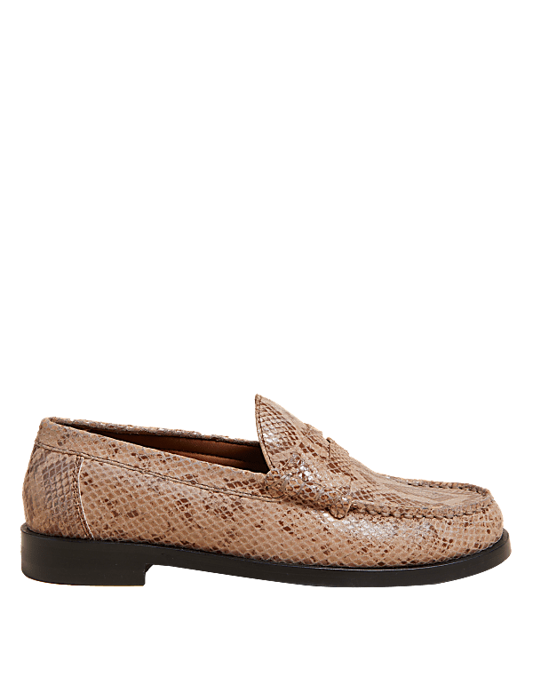 Leather Animal Print Loafers