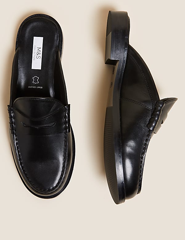 Leather Slip On Flat Mules