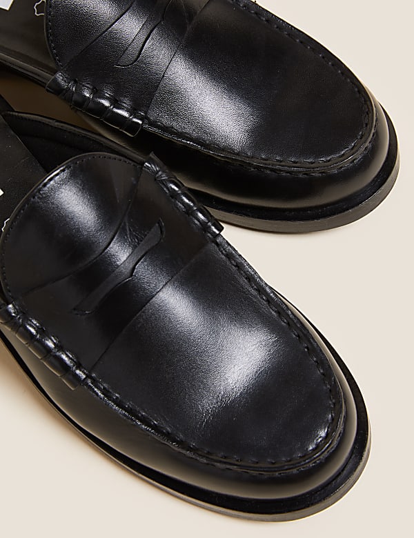 Leather Slip On Flat Mules