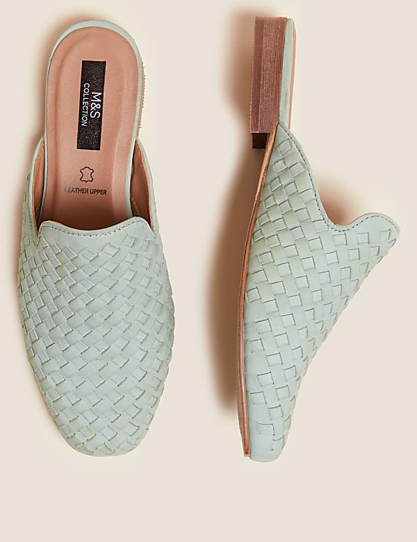 Buy Leather Woven Flat Mules at Marks Spencer