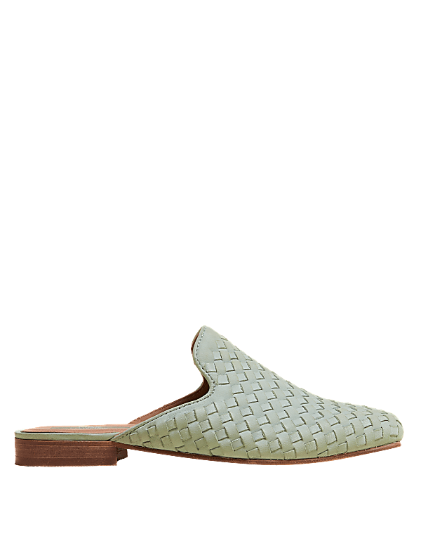 Leather Woven Flat Mules
