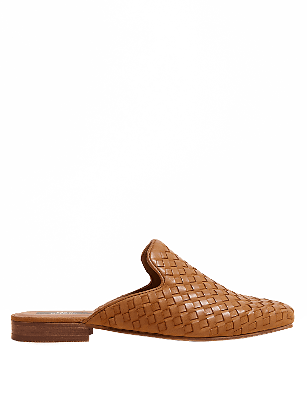 Leather Woven Flat Mules