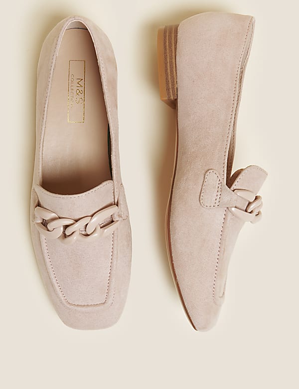 Chain Detail Square Toe Loafers