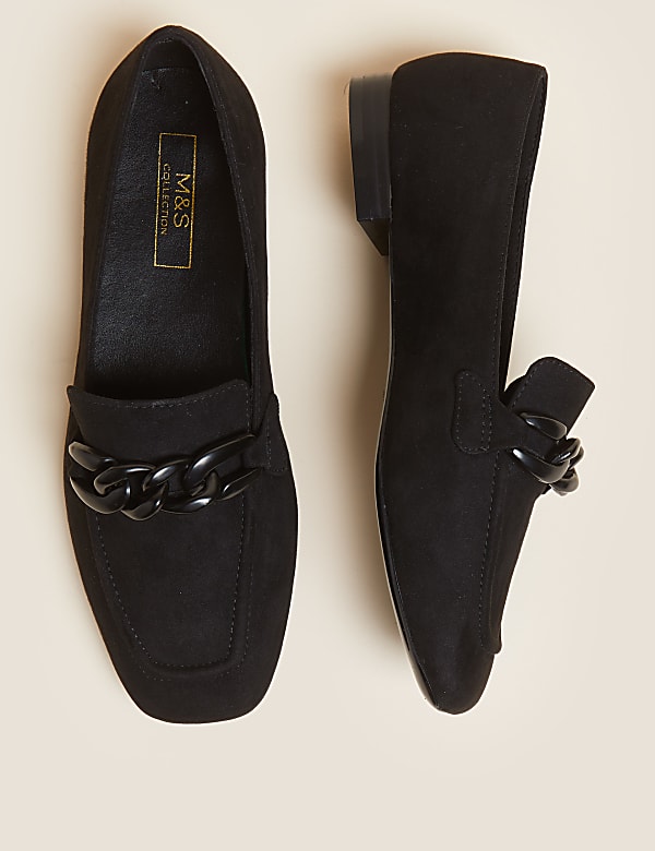 Chain Detail Square Toe Loafers