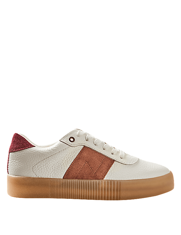 Leather Suede Panel Lace-up Trainers