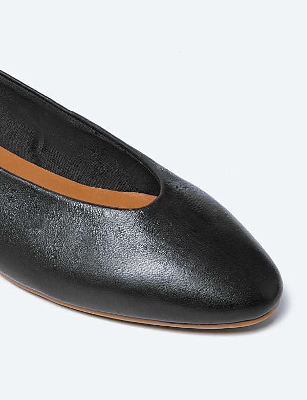 Leather High Vamp Almond Toe Pumps