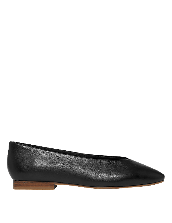Leather High Vamp Almond Toe Pumps
