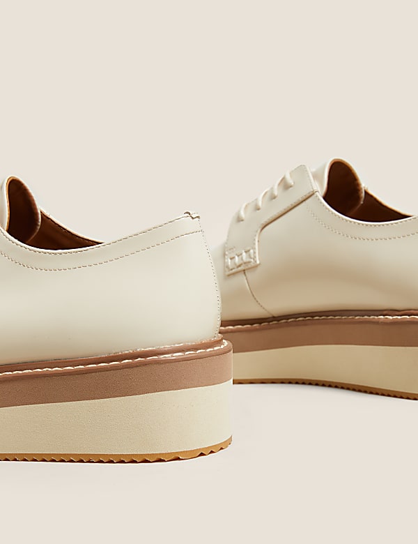 Leather Lace Up Flatform Shoes