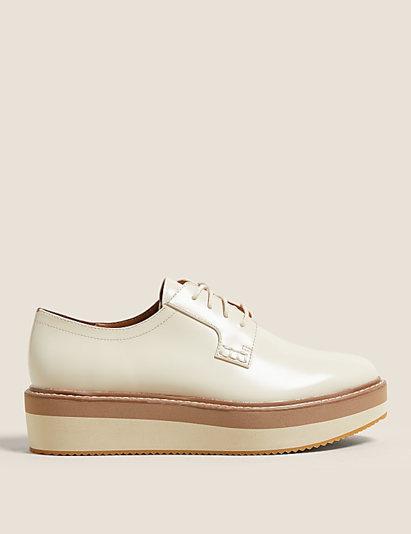 Leather Lace Up Flatform Shoes