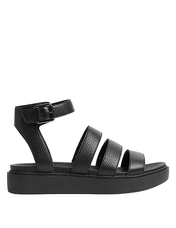 Leather Ankle Strap Flat Sandals