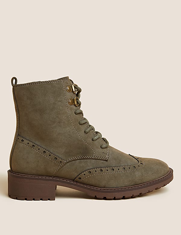 Buy Lace Up Brogue Detail Flat Ankle Boots at Marks Spencer
