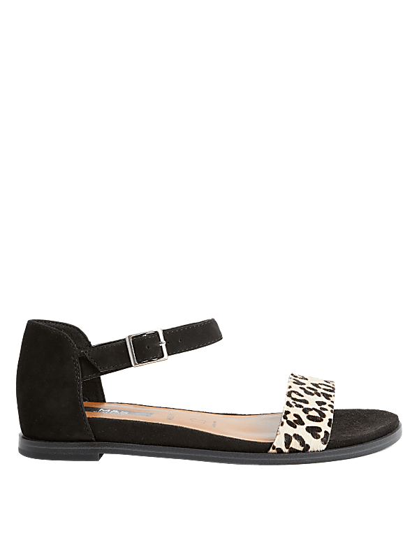 Wide Fit Suede Ankle Strap Flat Sandals