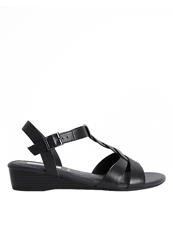 Wide Fit Leather Wedge Sandals
