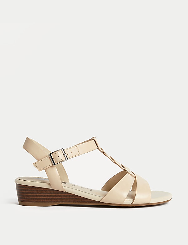 Wide Fit Leather Wedge Sandals