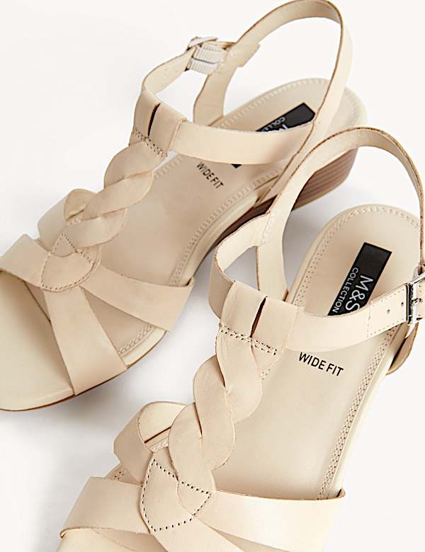 Wide Fit Leather Wedge Sandals