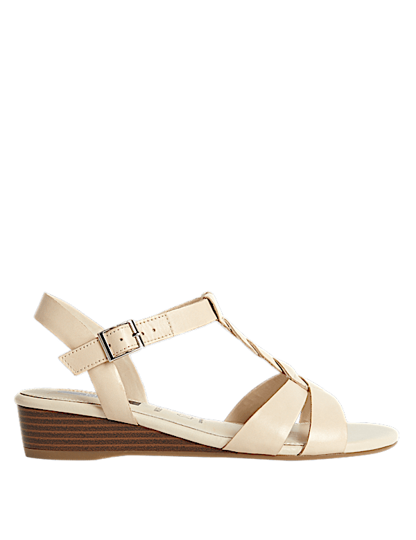 Wide Fit Leather Wedge Sandals