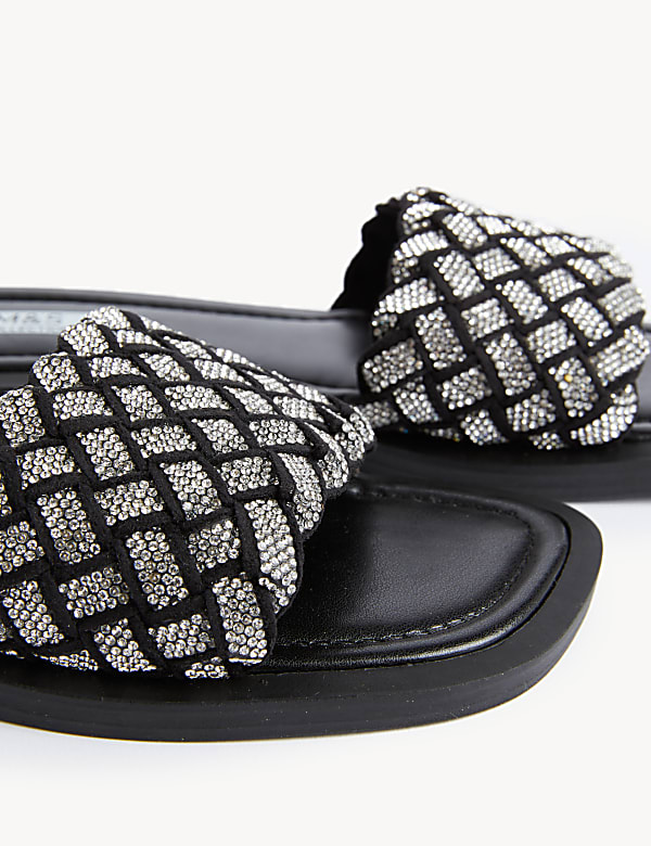 Woven Sparkle Flat Sliders