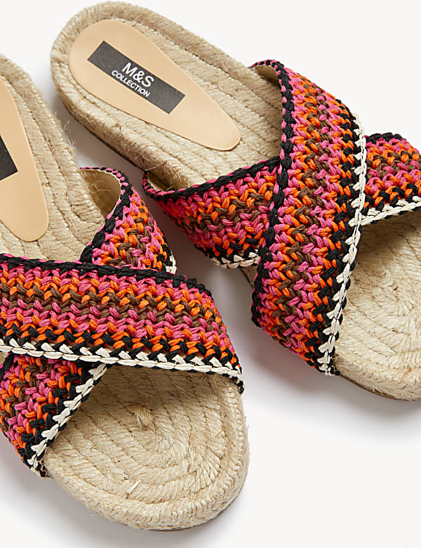Woven Crossover Flat Espadrilles