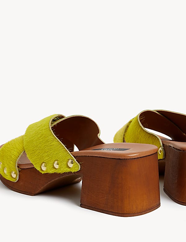 Studded Block Heel Open Toe Clogs