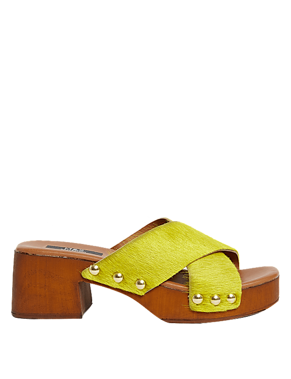Studded Block Heel Open Toe Clogs